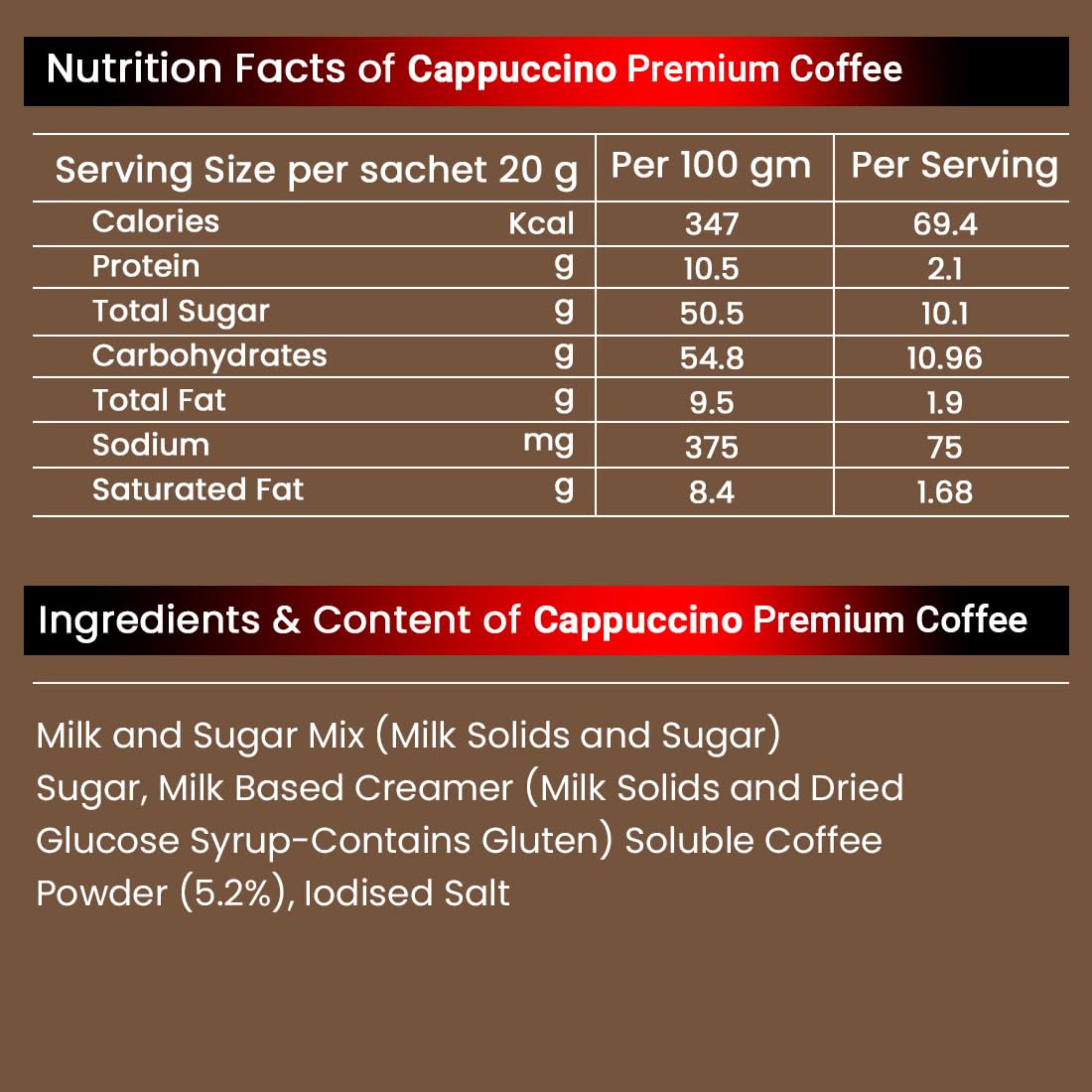 Chaizup Premium 1 Min Instant Assorted Coffee Pack - 12 Sachets | Cappuccino & Vanilla Flavours | 12 Servings | 2 Packs (6 Sachets Each) | 240g